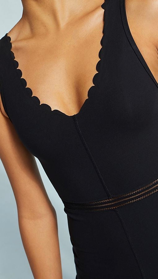 Free People Movement Genesis Bodysuit Black Scallop | ShopAA
