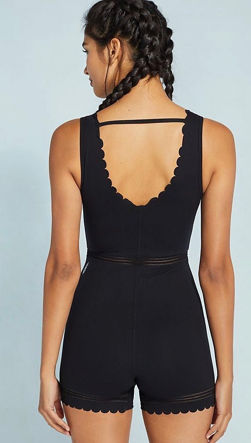 Free People Movement Genesis Bodysuit Black Scallop | ShopAA