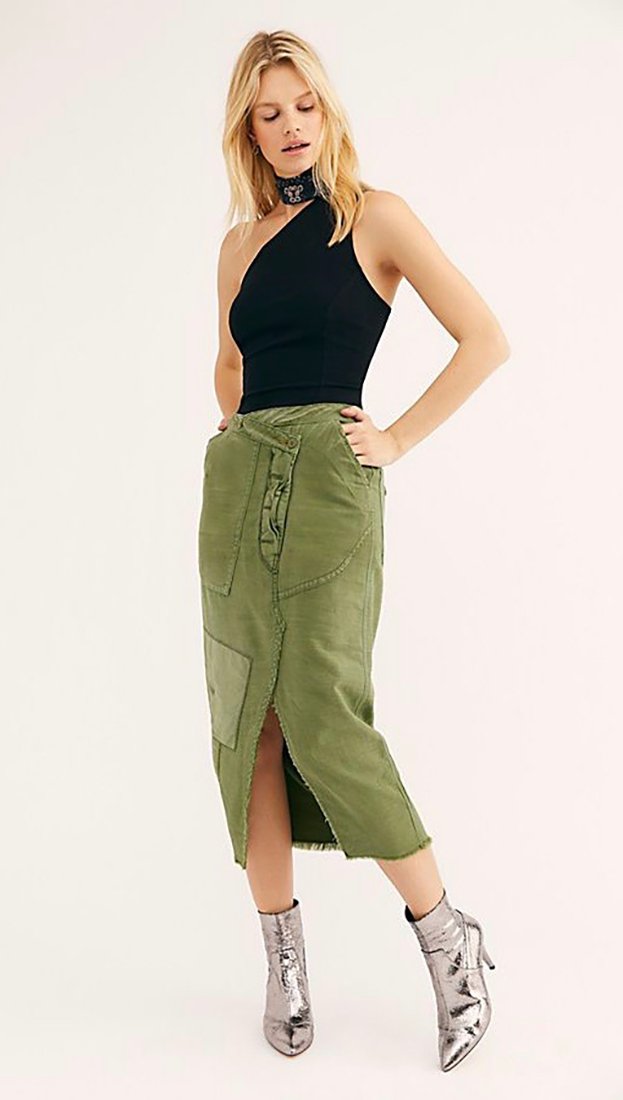 Free People Caroline One-Shoulder Sleeveless Tank Top Black I ShopAA