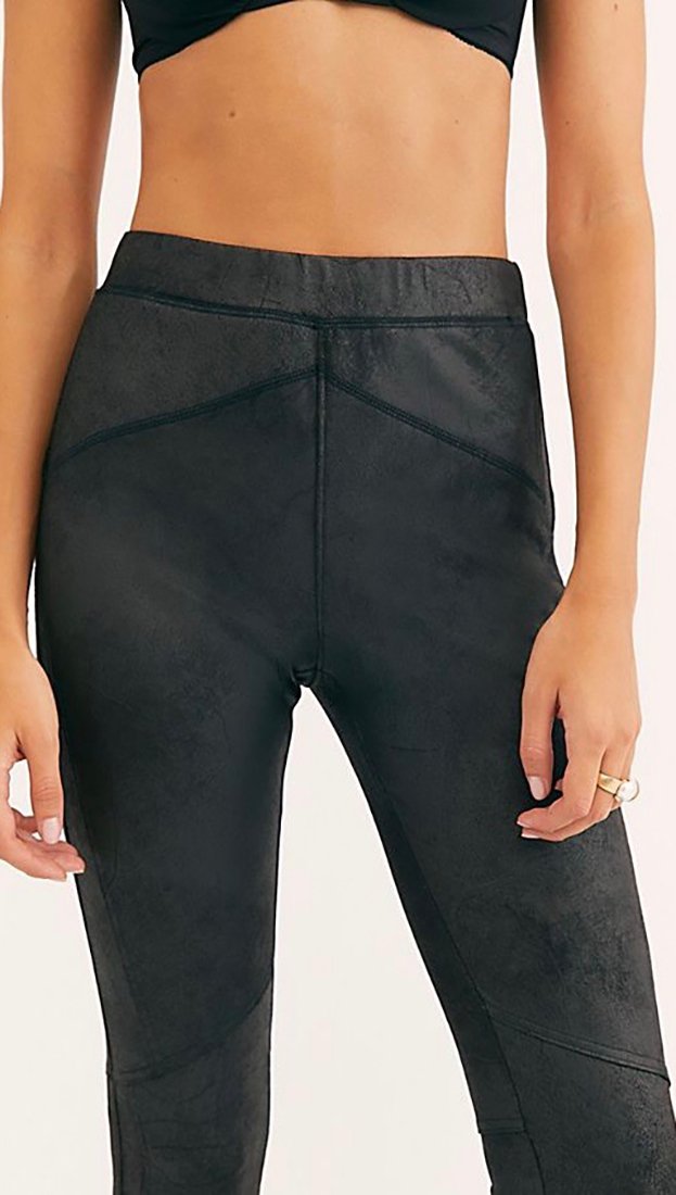 ICONOFLASH Women's Faux Vegan Suede Skinny Moto Pants (Black, Small) at   Women's Clothing store
