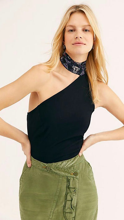 Free People Caroline One-Shoulder Top Black