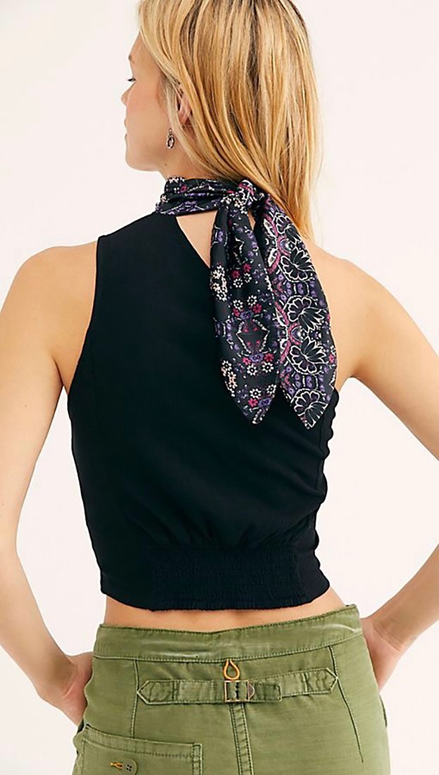 Free People Caroline One-Shoulder Sleeveless Tank Top Black I ShopAA