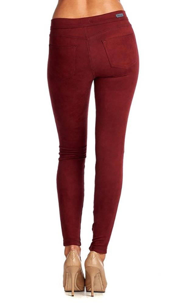 Suede Skinny Pants Legging Red Super Soft