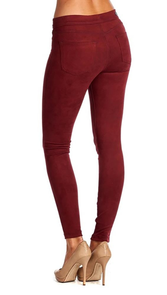 Suede Skinny Pants Legging Red Back