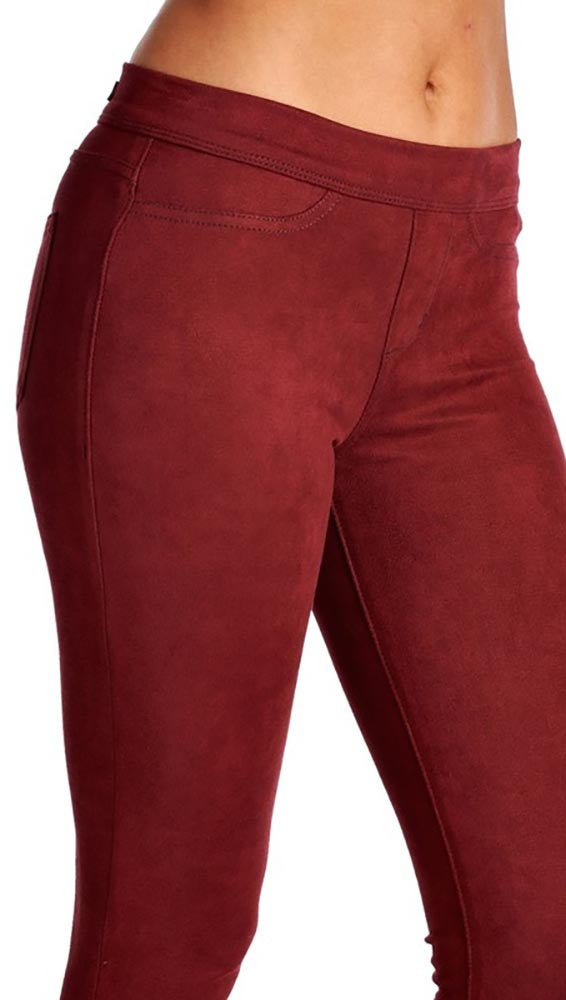 Suede Skinny Pants Legging Red Sneak Peek
