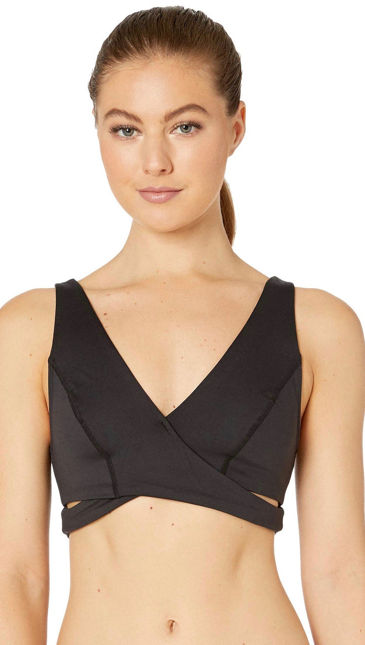 Free People Good Times Sports Bra Black Active Crisscross Strappy 