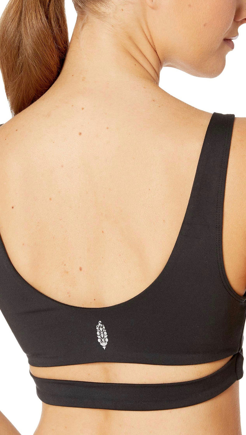 Free People Good Times Sports Bra Black Active Crisscross Strappy 