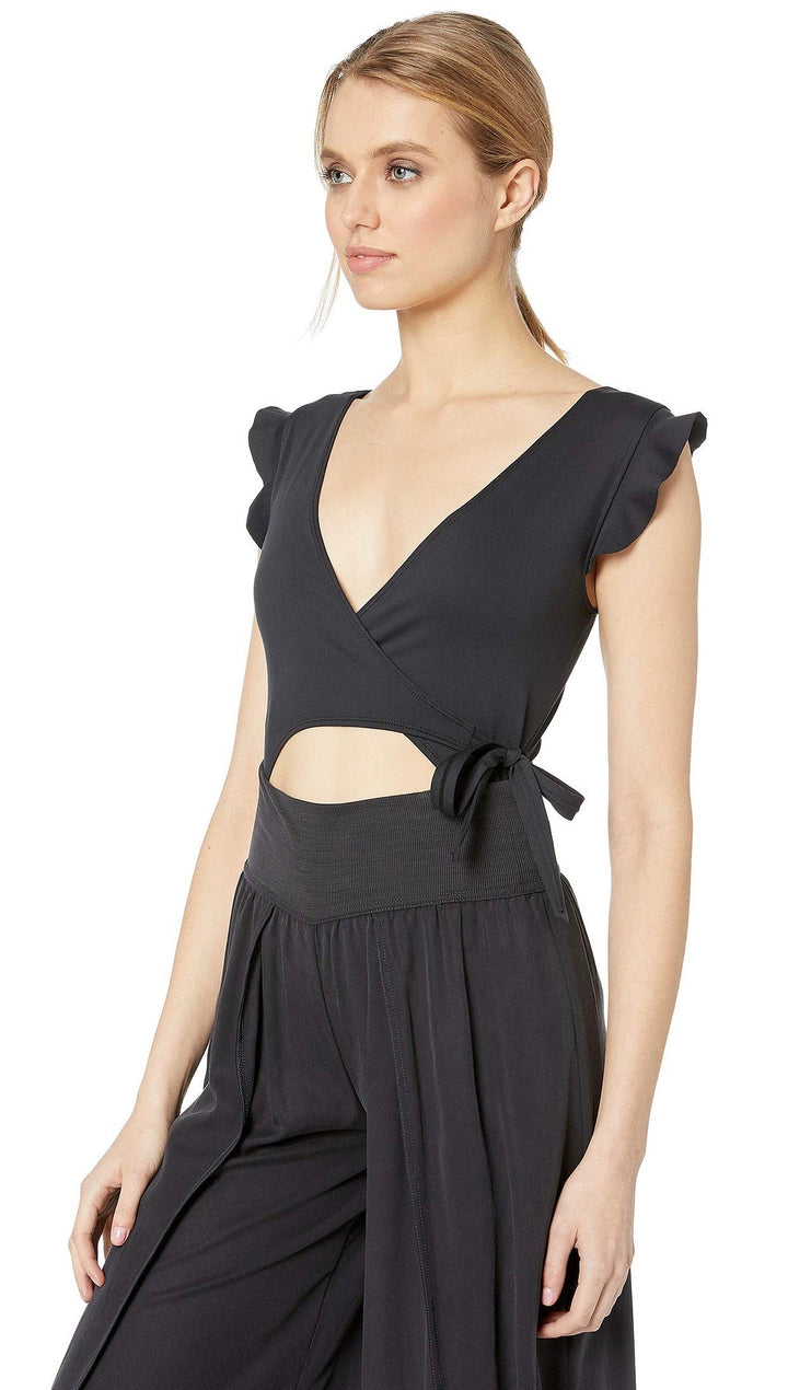 Free People Movement Streamline Flutter Cut Out Bodysuit Black I ShopAA 