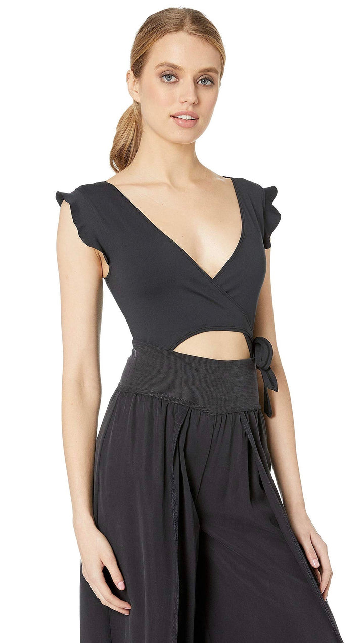Free People Movement Streamline Flutter Cut Out Bodysuit Black I ShopAA 