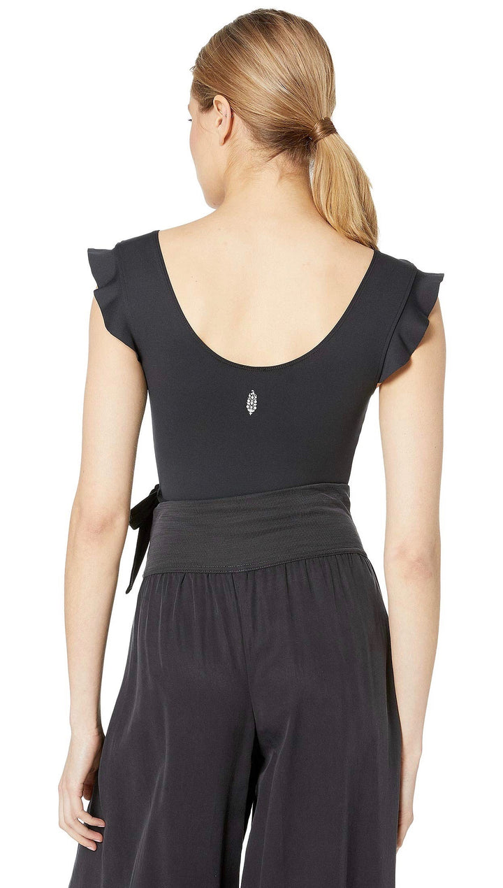 Free People Movement Streamline Flutter Cut Out Bodysuit Black I ShopAA 