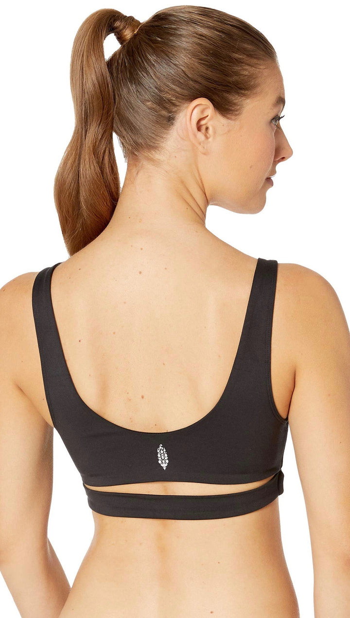 Free People Good Times Sports Bra Black Active Crisscross Strappy 