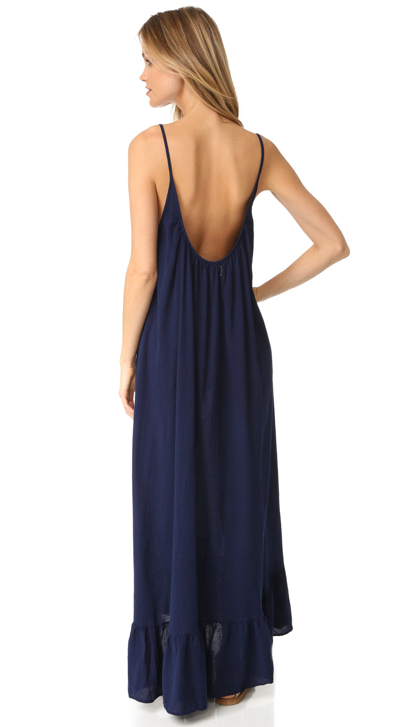 9Seed Paloma Cover Up Maxi Dress Pacific Navy Blue | ShopAA