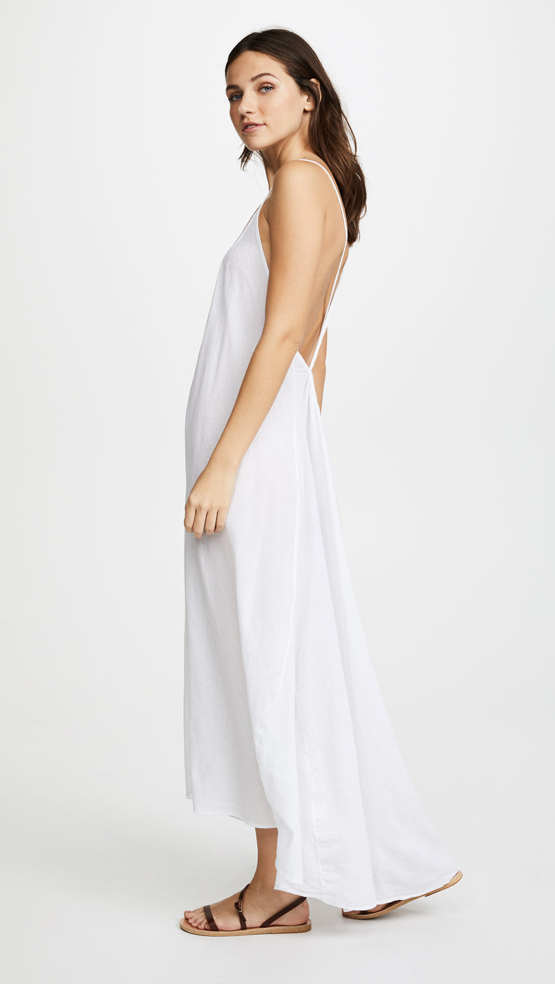9Seed Seychelles Maxi Swim Cover Up Dress White Open Back | ShopAA