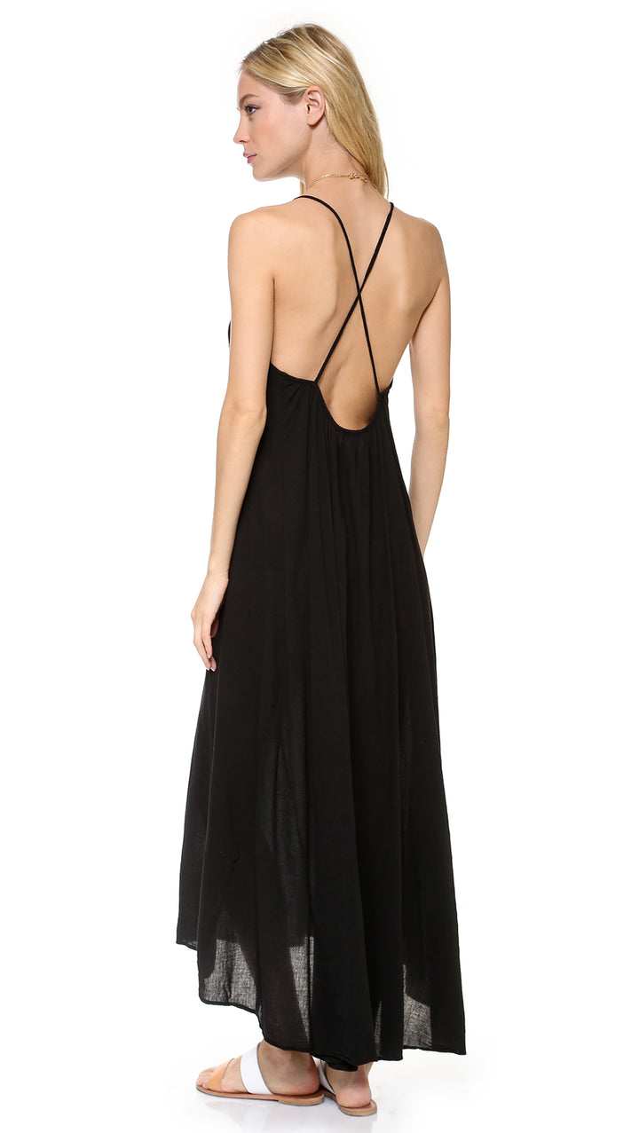 9Seed Seychelles Maxi Swim Cover Up Dress Black Open Back | ShopAA