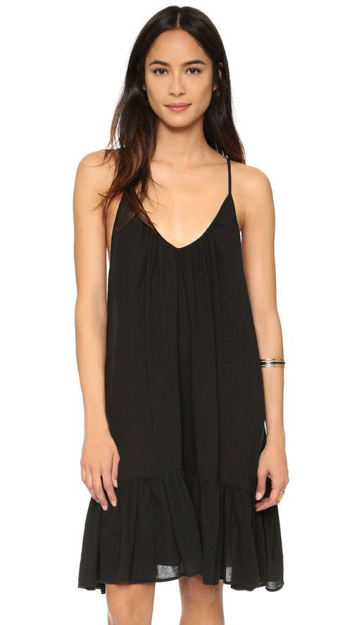 9Seed St Tropez Ruffle Cover Up Mini Dress Black Sleeveless | ShopAA
