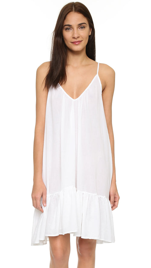 9Seed St Tropez Ruffle Cover Up Mini Dress White Sleeveless | ShopAA