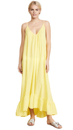 9Seed Paloma Ruffle Cover Up Maxi Dress Sunshine Yellow | ShopAA