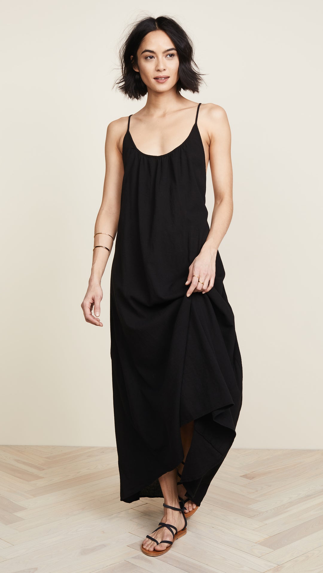 9Seed Seychelles Maxi Swim Cover Up Dress Black Open Back | ShopAA
