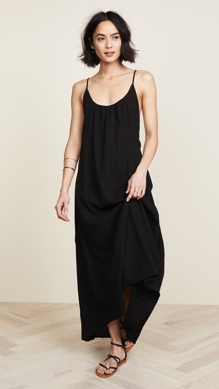9Seed Seychelles Maxi Swim Cover Up Dress Black Open Back | ShopAA