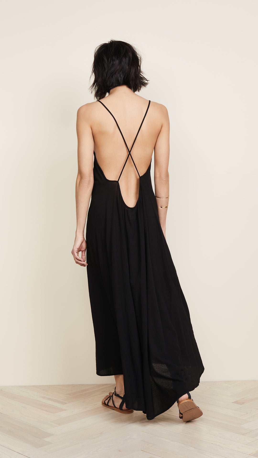 9Seed Seychelles Maxi Swim Cover Up Dress Black Open Back | ShopAA