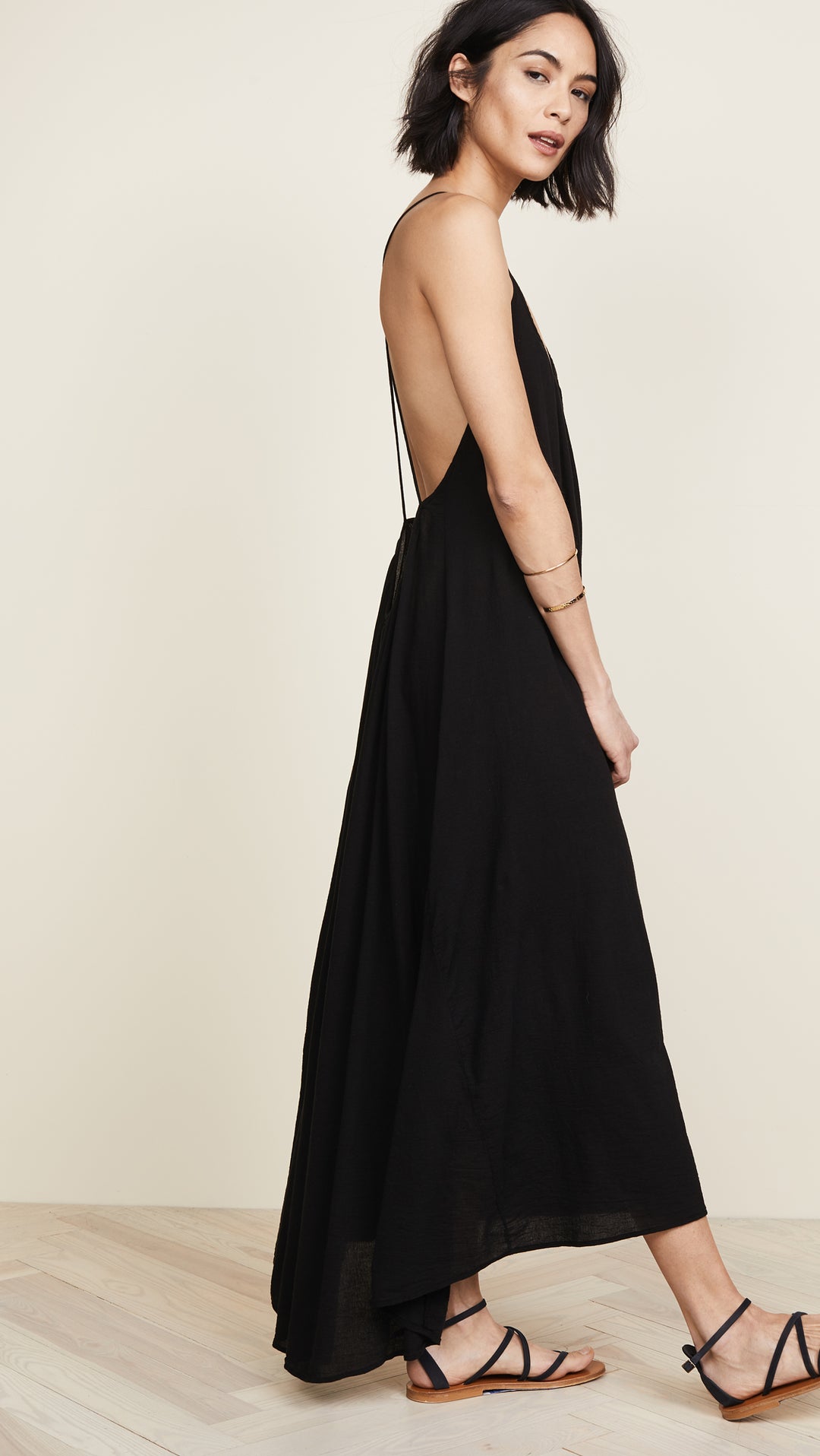 9Seed Seychelles Maxi Swim Cover Up Dress Black Open Back | ShopAA