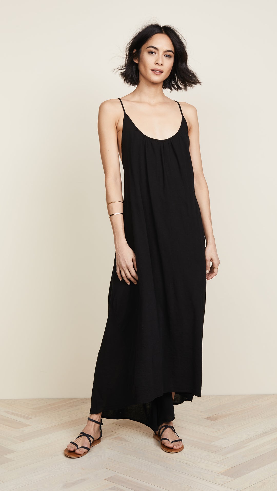 9Seed Seychelles Maxi Swim Cover Up Dress Black Open Back | ShopAA