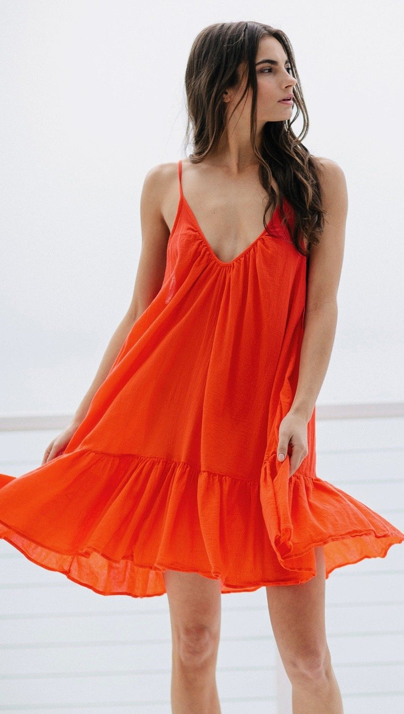 9Seed St Tropez Ruffle Cover Up Mini Dress Dahlia | ShopAA