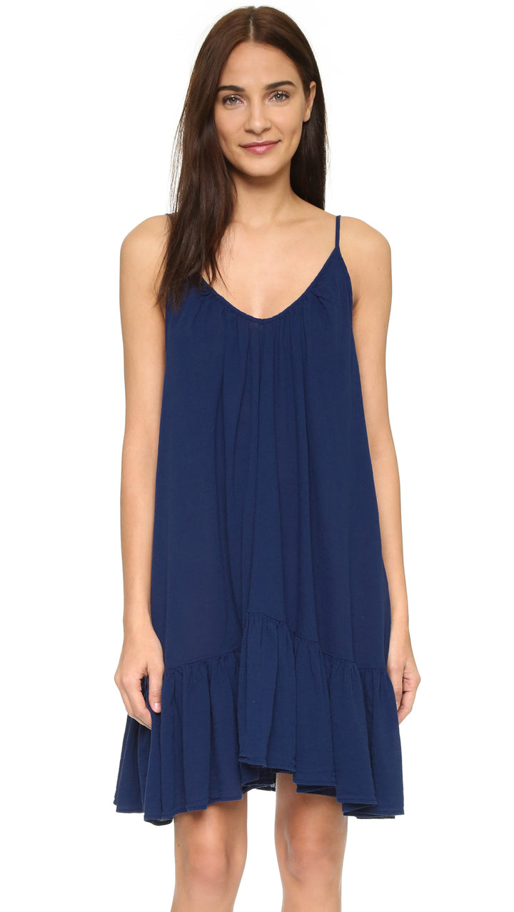9Seed St Tropez Ruffle Cover Up Mini Dress Pacific Navy Blue | ShopAA