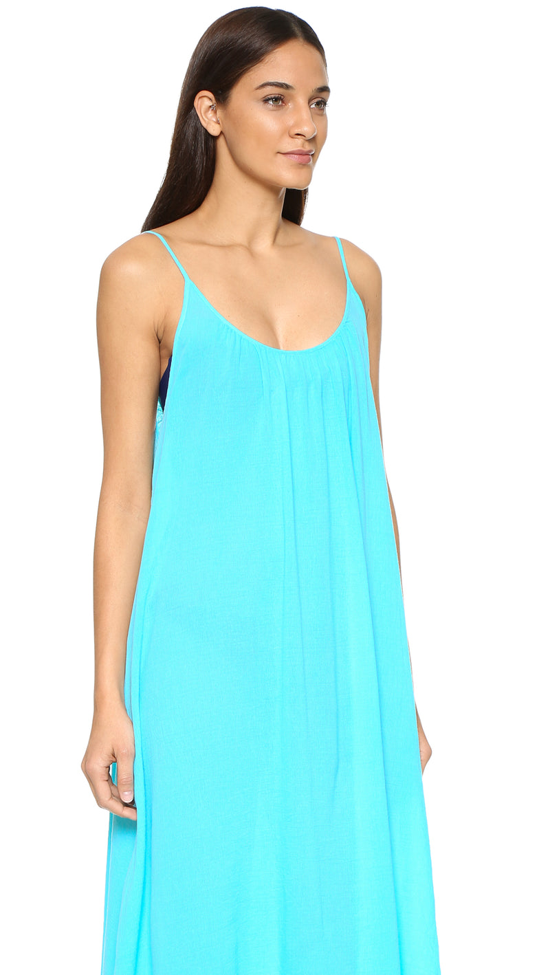 9Seed Tulum Maxi Cover Up Dress Ocean Blue | ShopAA