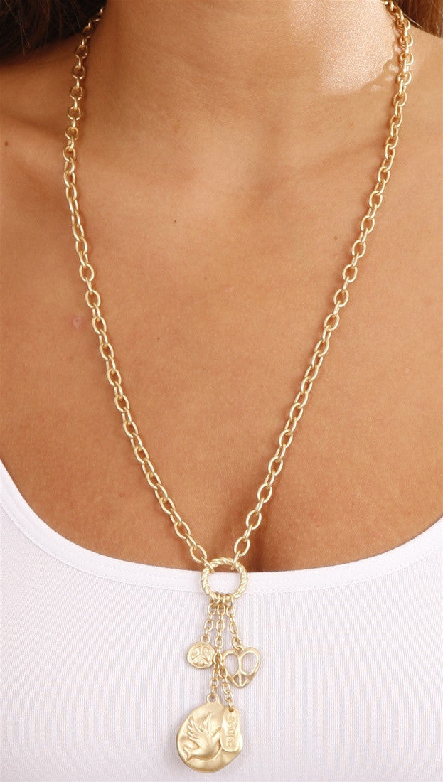 Apparel Addiction Gold Peace Dove Necklace