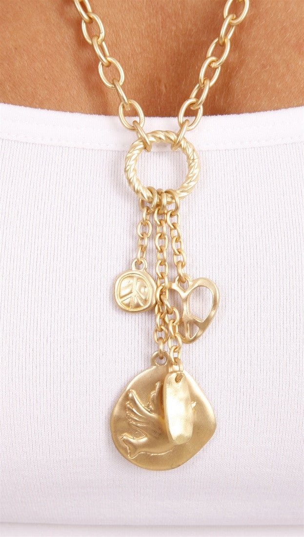 Apparel Addiction Gold Peace Dove Necklace