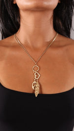 Peace Love Heart Feather Gold Charm Necklace