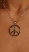 Apparel Addiction Brown and Silver Peace Sign Necklace