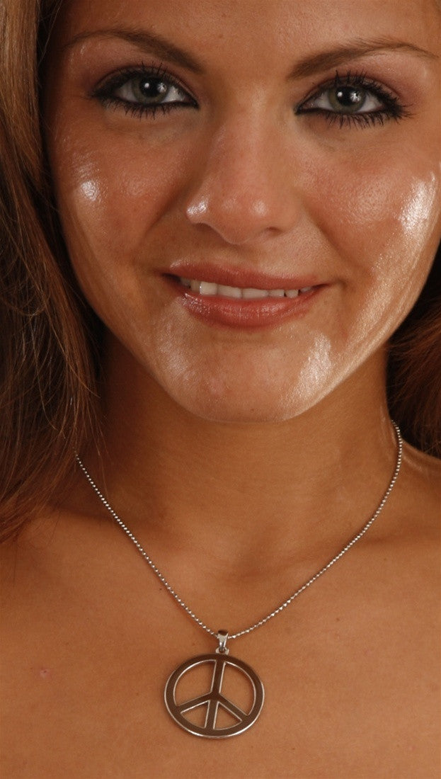 Apparel Addiction Brown and Silver Peace Sign Necklace