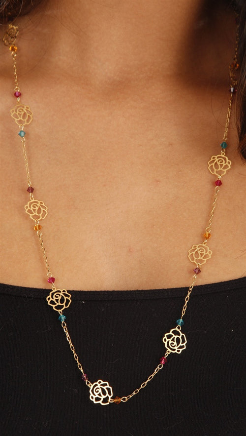 Apparel Addiction Gold Rose Cutout Necklace