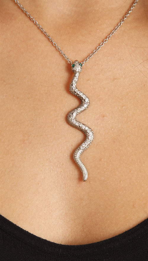 Apparel Addiction Jewelry Silver Snake Necklace