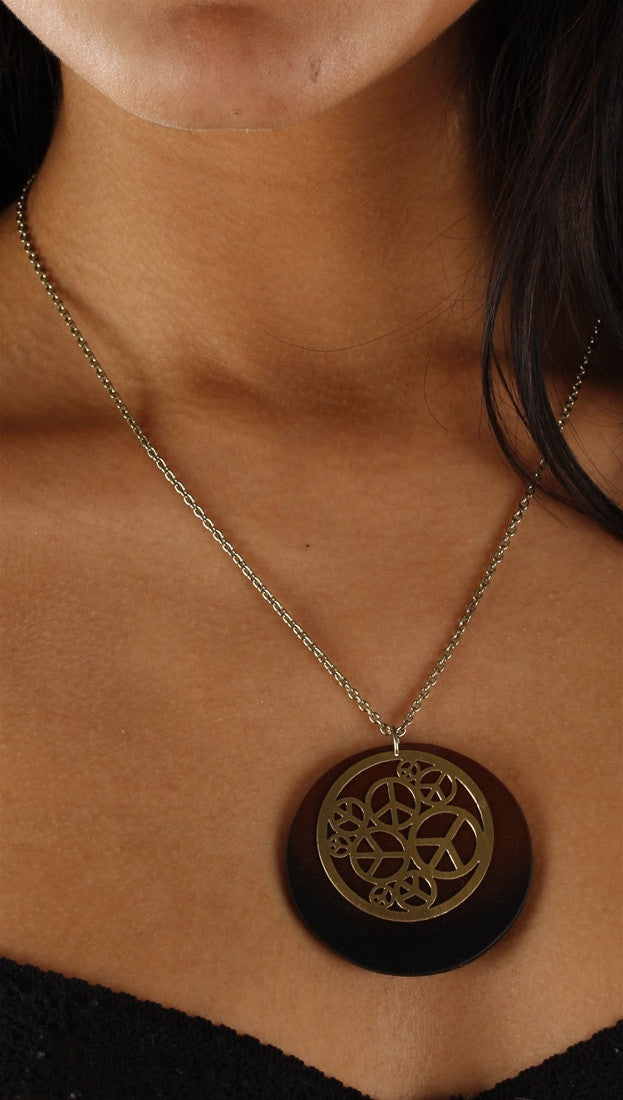 Apparel Addiction Cutout Peace Signs Necklace