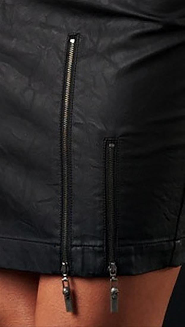 Affliction Wild Abandon Leather Zipper Skirt in Black