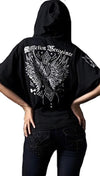 Affliction Chaos Bubble Sleeve Zip Hoodie in Black