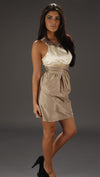 Alexia Admor Jeweled Neck Color Blocked Dress in Champagne