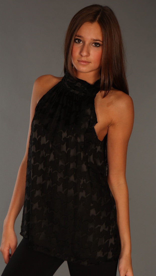 Alice and Trixie Natalia Top in Black Silk Sleeveless Tank Velvet