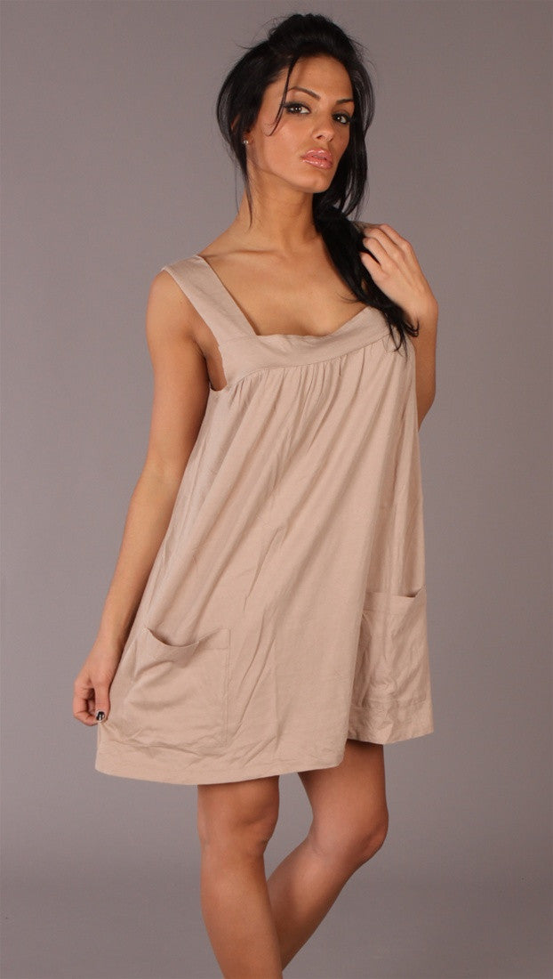 Apparel Addiction Pocket Tunic Tank Tan