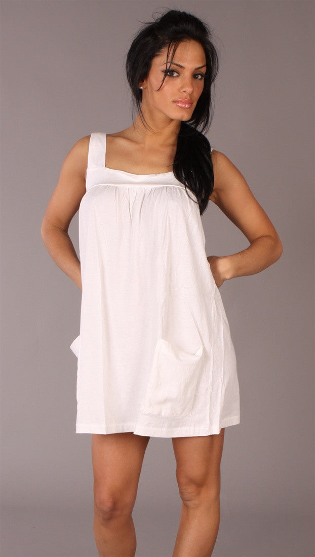 Apparel Addiction Long Tank W/ Pockets White