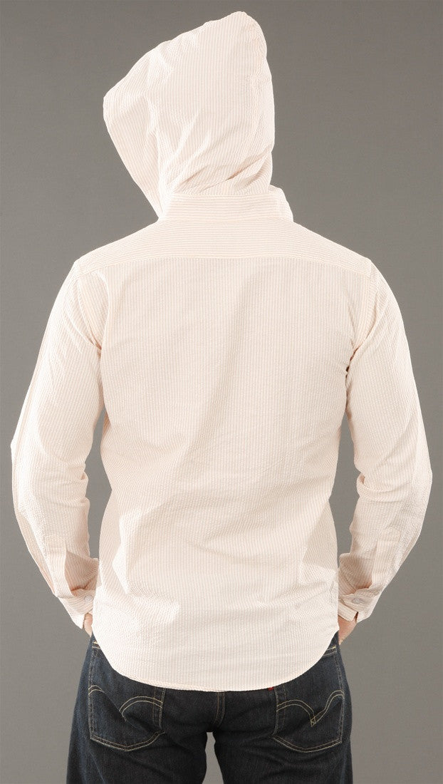Arbitrage Button Down Hoodie In Peach