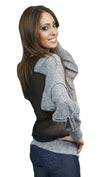 Aryn K. Sheer Back Sweater in Charcoal