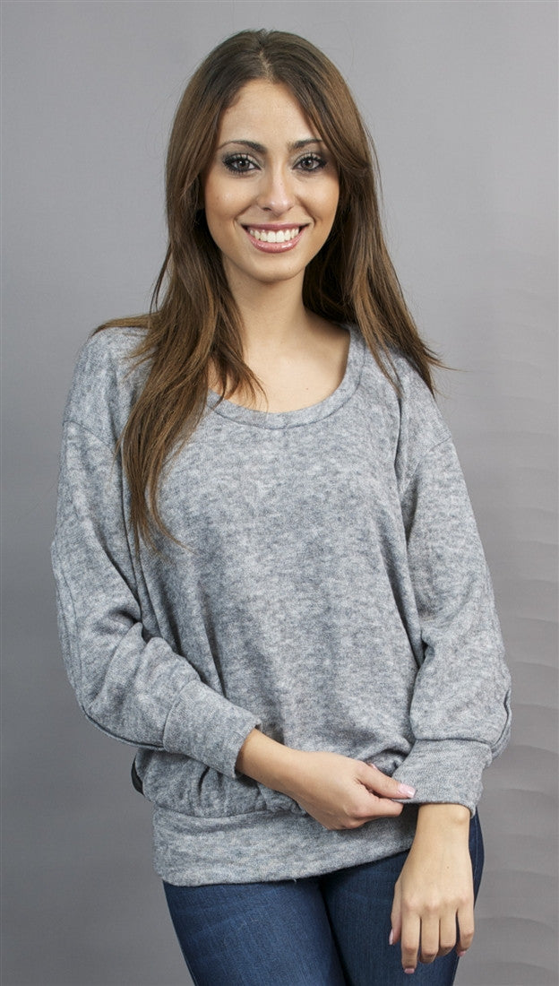 Aryn K. Sheer Back Sweater in Charcoal