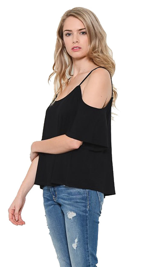 My Favorite Cold Shoulder Top Black by Heart & Hips l Shopaa