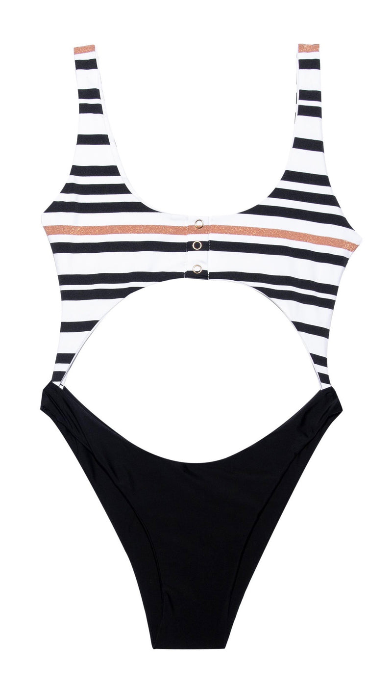 Beach Bunny Swimwear Kelly Monokini Black Stripe One Piece | ShopAA