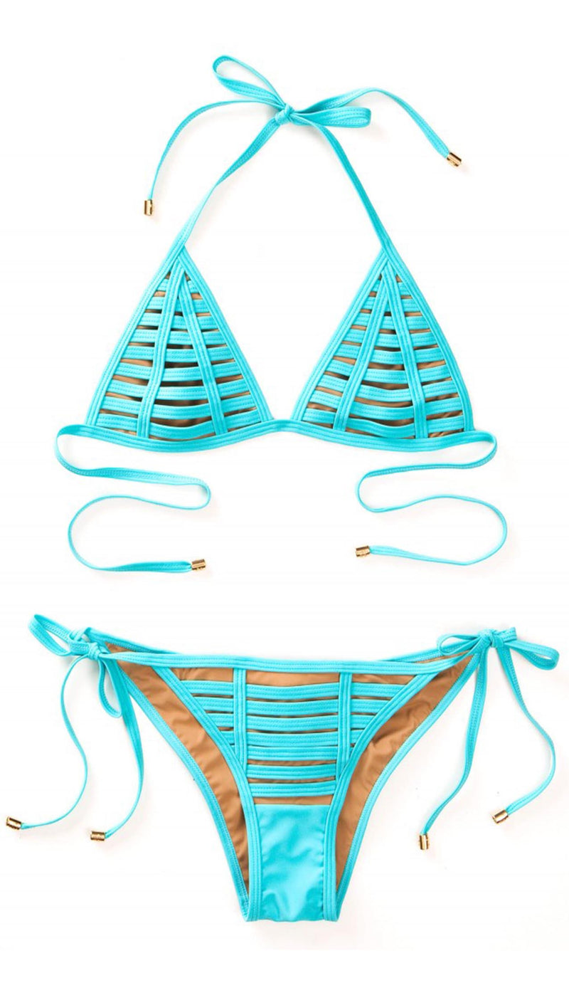 beach bunny swimwear hard summer aqua side tie bikini bottoms