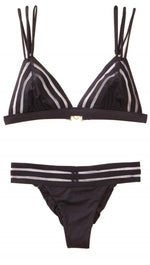 beach bunny sheer addiction skimpy triangle bikini black